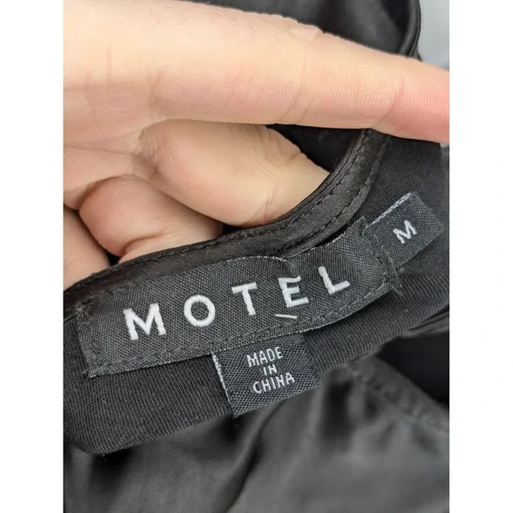 Y2K Whimsigoth Satin Cowl Neck Maxi Slip Dress Sz M Black Dark Romantic Leg Slit - Picture 10 of 11